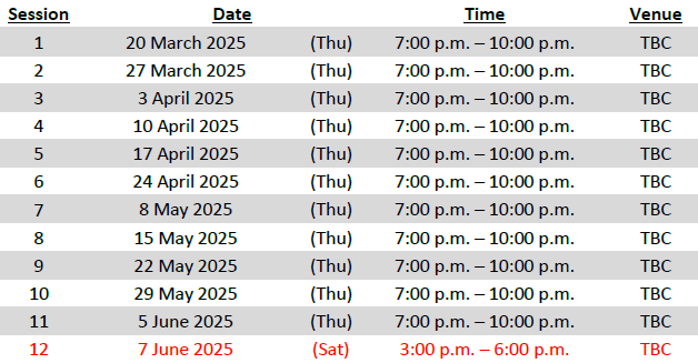 Tentative Schedule