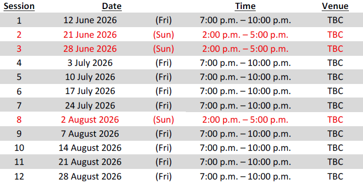 Tentative Schedule