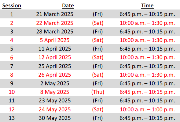 Tentative Schedule