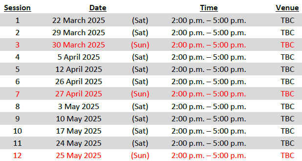 Tentative Schedule