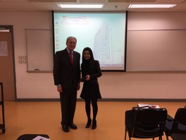 Representatives of Royal Institution of Chartered Surveyors invited to give a speech on its membership pathways (left: Prof. David Isaac, the University of Greenwich; right: Ms Kennis Wong, RICS) (2015)