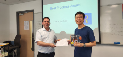 Congratulations to Mr. Lee, who has won the Best Progress Award in our Certificate in French (Intermediate)! Félicitations! 